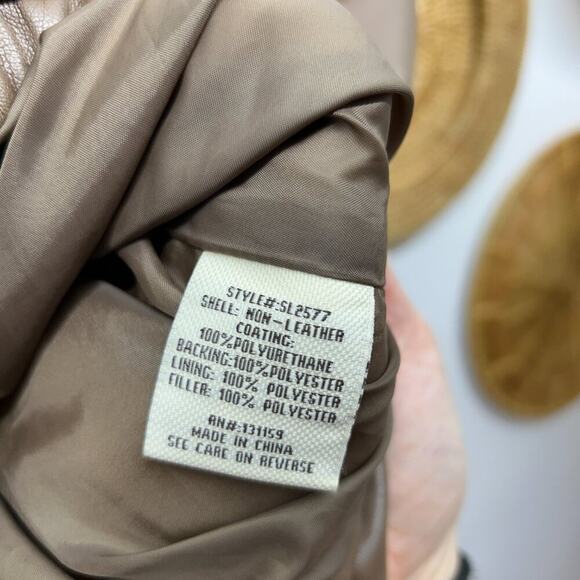 Sebby Collection Brown Zip Up Faux Leather Puffer Winter Coat Plus Size 2X - Picture 6 of 8